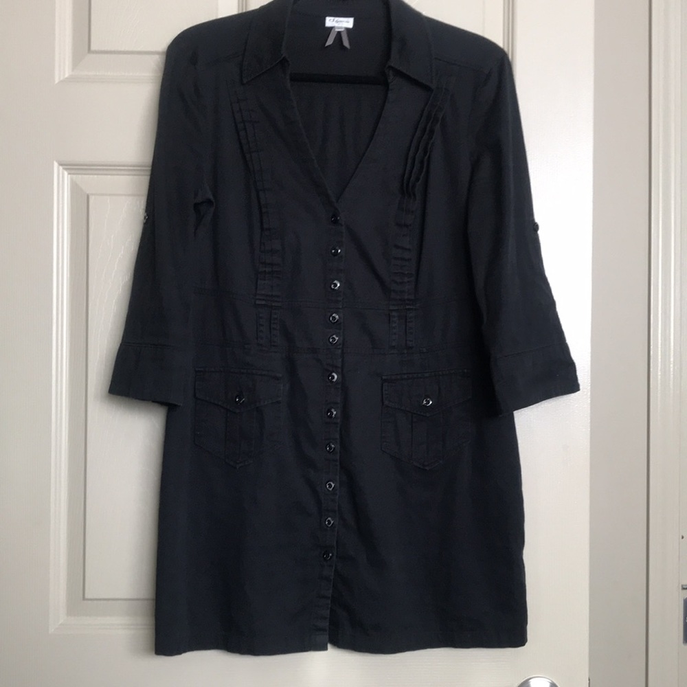 Dynamite Black Button-Front Mini Dress - Picture 8 of 10